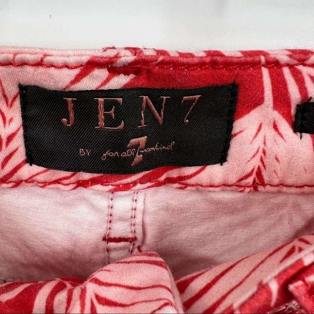 Jen7 7for all mankind red pants trousers 8 leaf ankle skinny - Picture 7 of 11